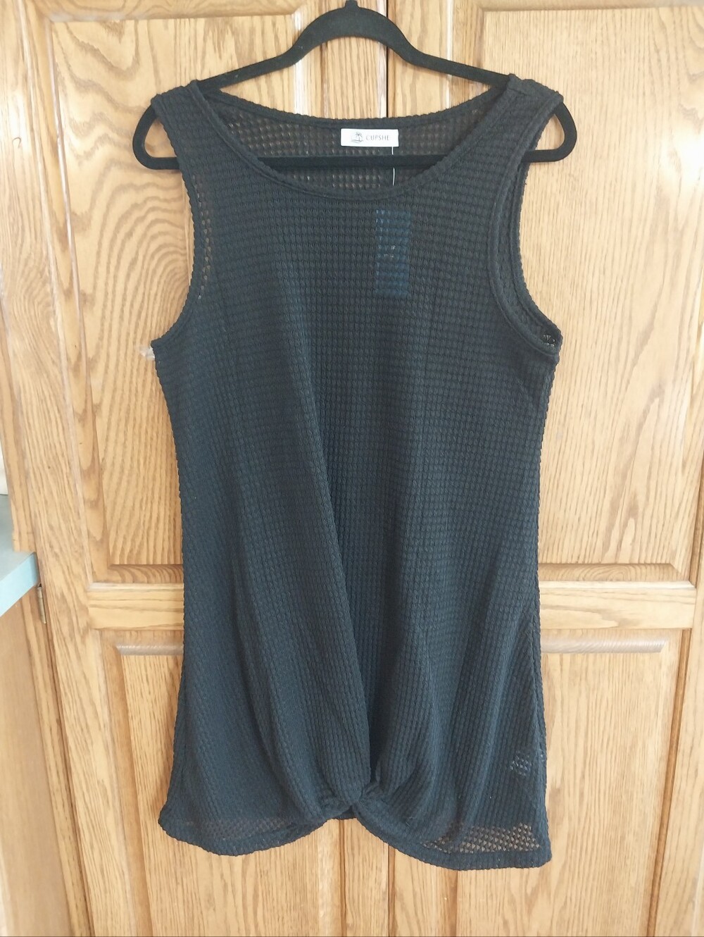 Cupshe NWT Women's Sleeveless Twisted Hem Mini Beach Cover-Up Size Large Black - Picture 2 of 14